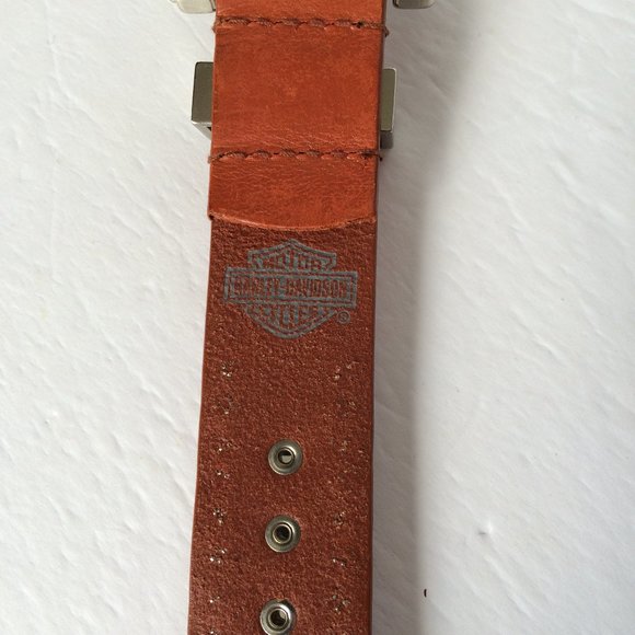 Harley-Davidson Womens Belt 1W Genuine Leather Brown Tan Rhinestones Studded HD - Picture 7 of 8